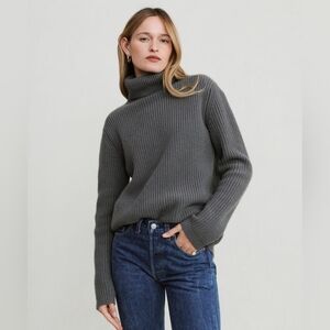 Jenni Kayne Cashmere Turtleneck In Storm Gray Size Small/Medium Oversized! EUC!